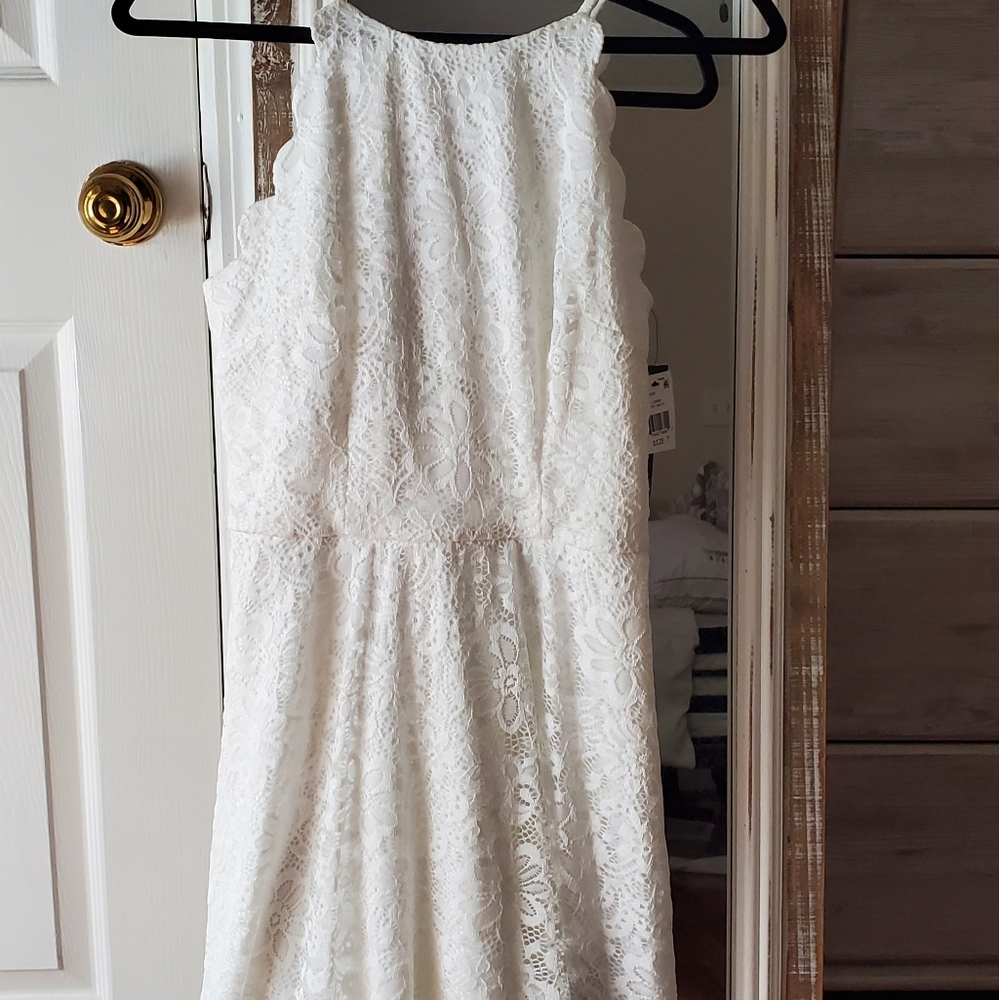 3  FOR $30.00 - BCX White Lace Halter Dress Brand New Juniors sz 7